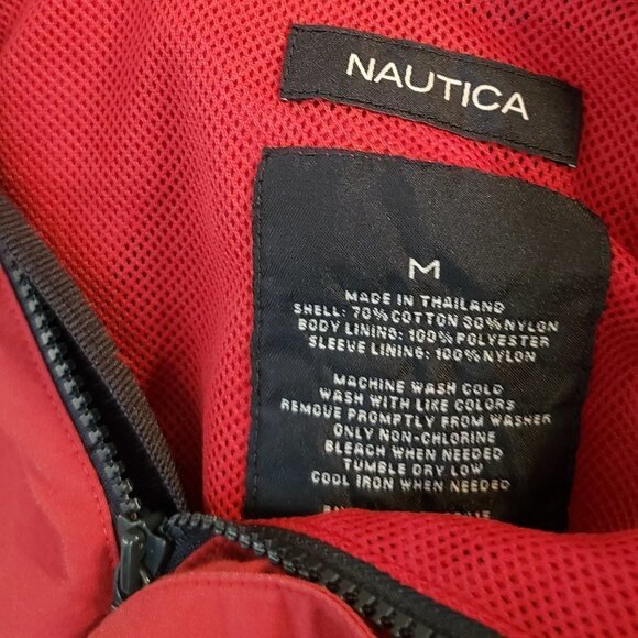 >>FATHER'S DAY<< Men's NAUTICA Rain Jacket w/Concealed Hood in Red/Navy Blue - M - Picture 5 of 5